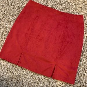 Red Vegan Suede Mini Skirt
